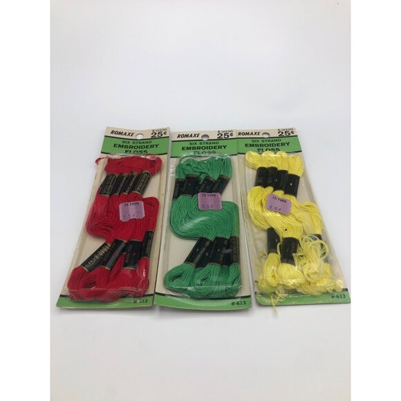 Romaxe Six Strand Embroidery Floss 5 Skeins Red/Yellow/Green Cotton Thread Craft - Picture 7 of 7